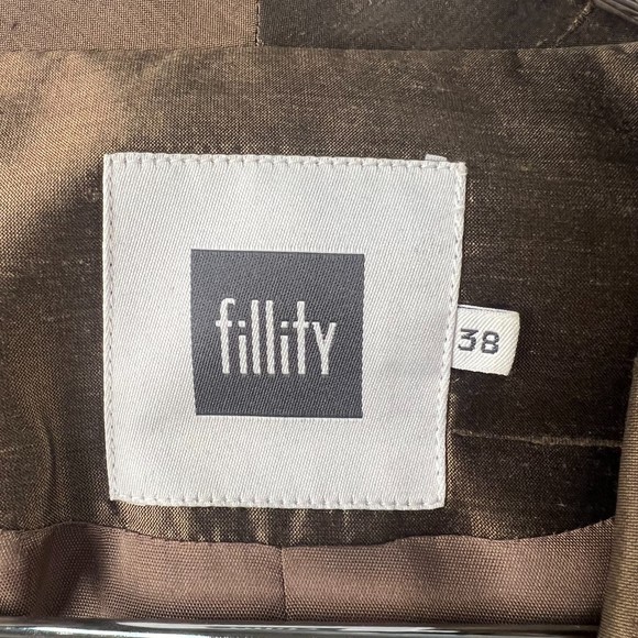Vintage Fillity Brown 100% Silk Suit Jacket US 8 - Picture 4 of 10